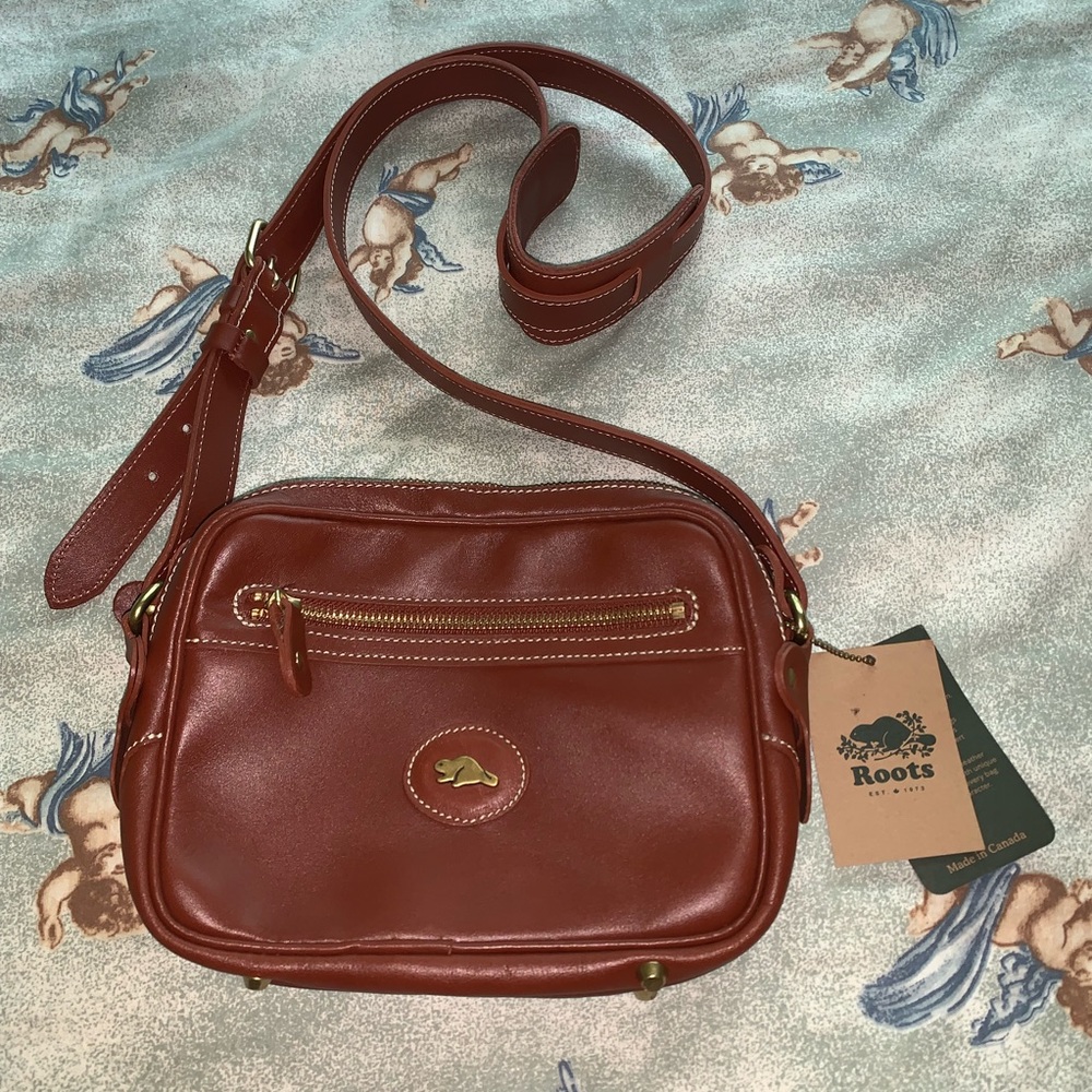 roots genuine leather crossbody bag